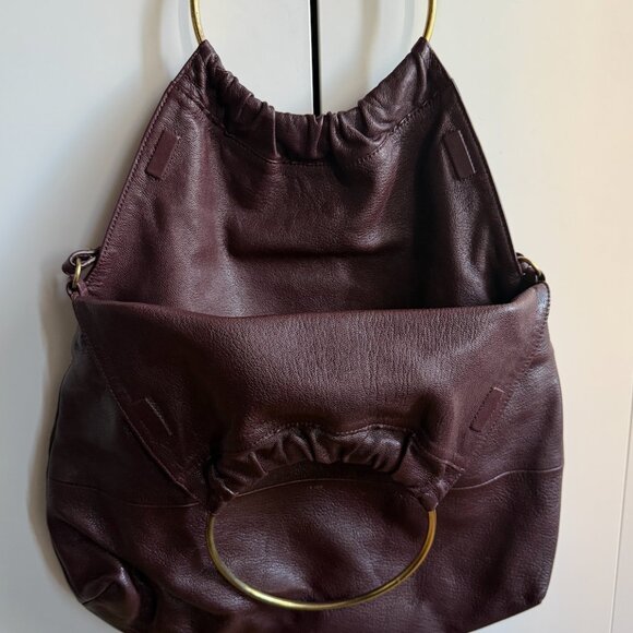 Aritzia le fou Leather burgundy Shoulder Crossbody adjustable strap BAG main image 1